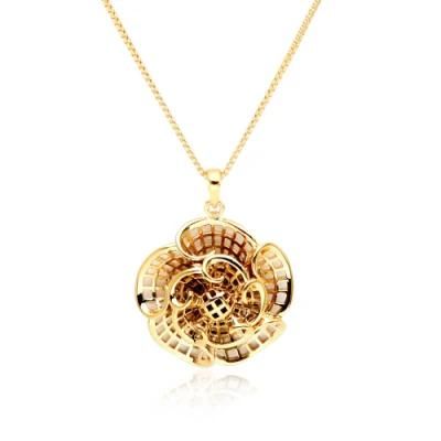 Hot Sale Gold Plated Fashion Jewellery Customize Copper/Stainless Steel Jewelry Flower Pendant Necklace