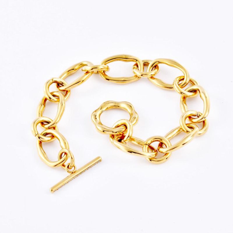 Fashion Jewelry Accessories Gold Plated Bold Link Chain Jewellery Bracelet Ot Casp