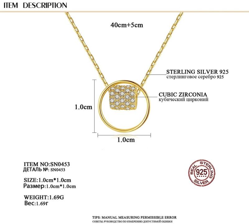 Wholesale Fashion Gold Plated Jewellery Silver Necklace with Cubic Zircon