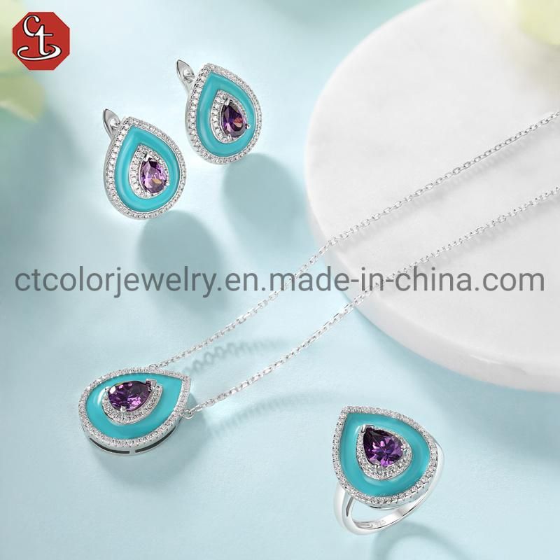 New Design Fashion Jewelry 925 Sterling Silver or Brass Enamel Diamond Earrings for Women