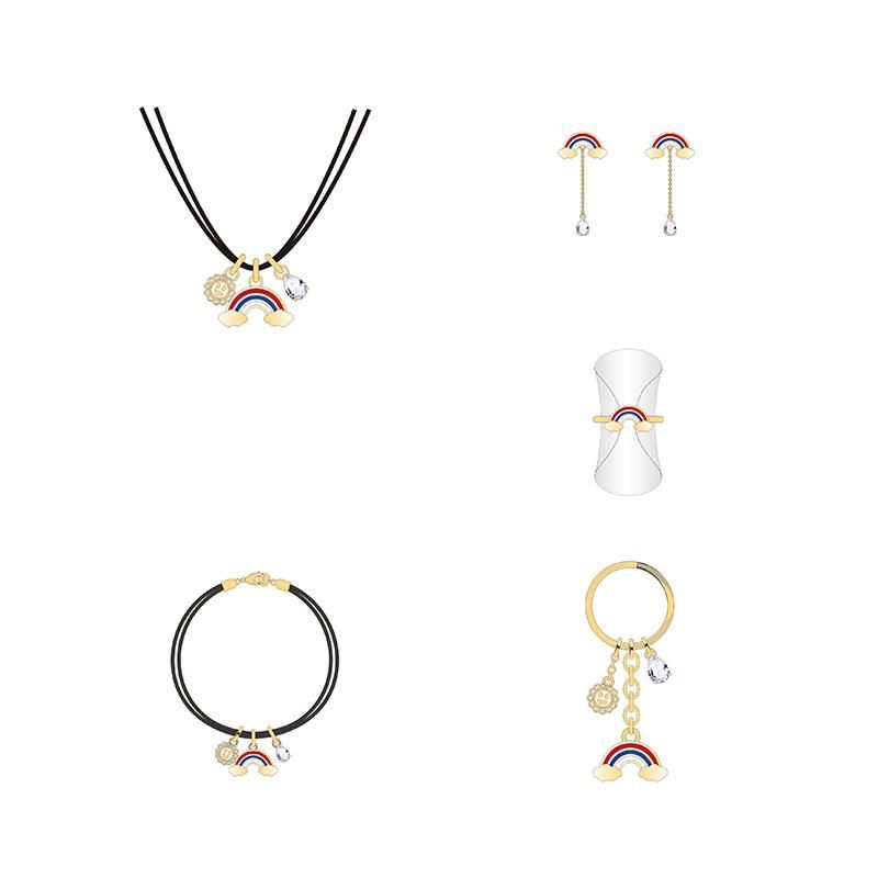 Cute Gold Jewelry Sunflower Rainbow Clouds Jewelry Set