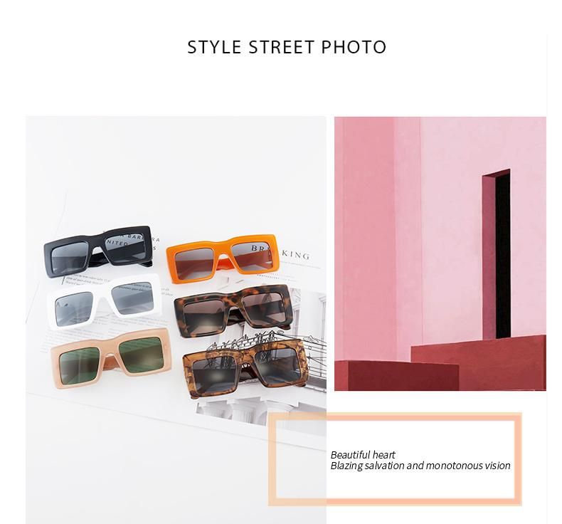 2021 Custom Logo Vintage Ins Square Style Multi Colors Leopard Flat Top Oversized Sunglasses