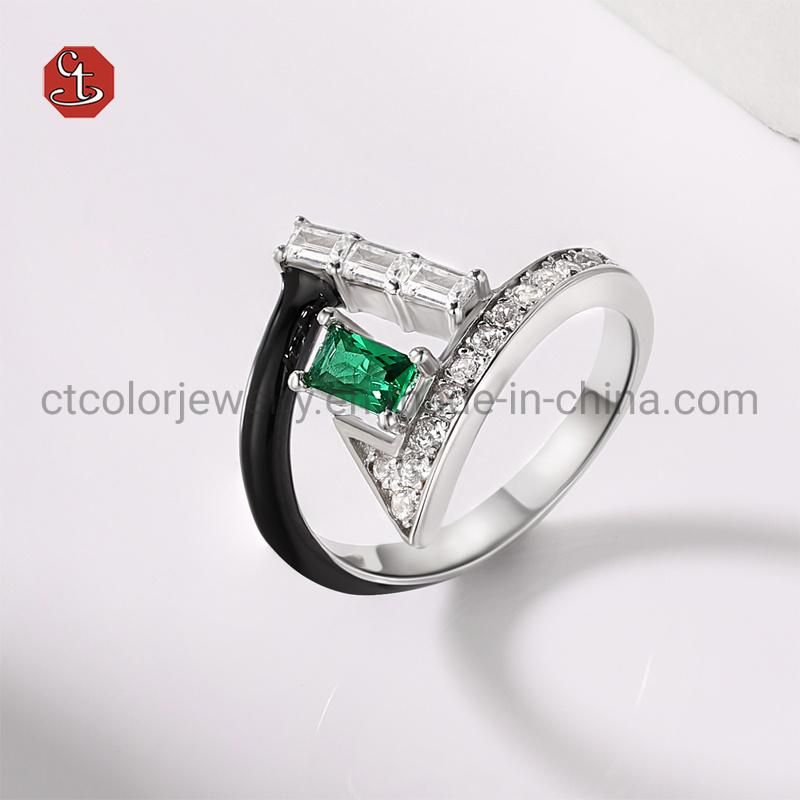 Fashion Personalized Luxury Design 925 Sterling Silver Jewelry Women Gem Stone Ring