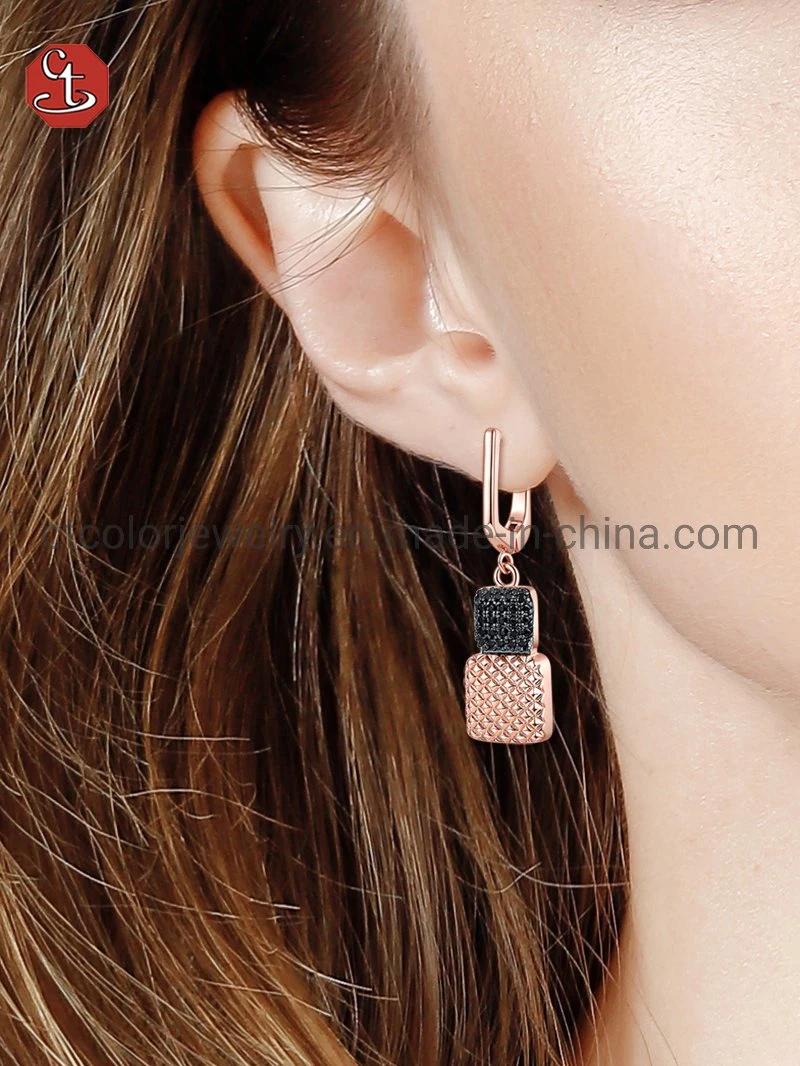 Whosale Fashion jewelry zircon Earring Costom jewellery rose plated Earrings