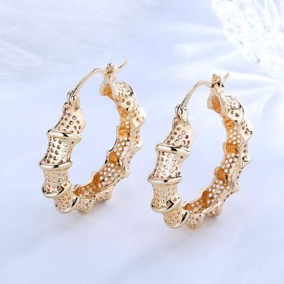 Wedding Simple Fashion 18K Gold Plated Woman Big Round Hoop Earrings