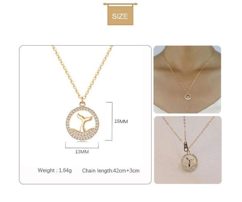925 Sterling Silver Jewellery 18K Gold Plated Mermaid Tail Pendant Necklace Simple Delicate Girl Style Wholesale Jewelry