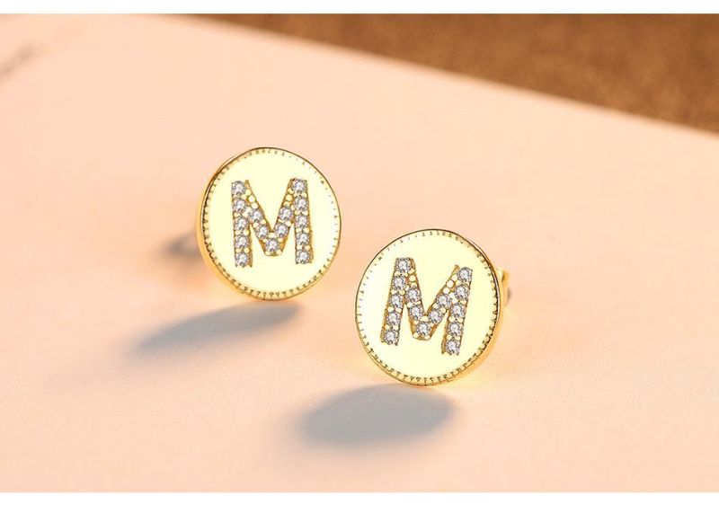 Hot-Selling S925 Sterling Silver Earrings Jewelry M Words Silver Studs