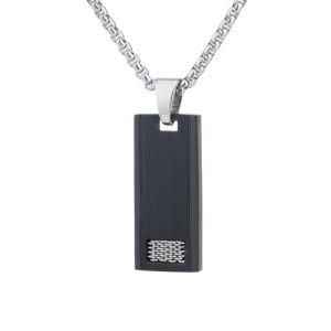Simple Stainless Steel Square Brand Pendant Necklace