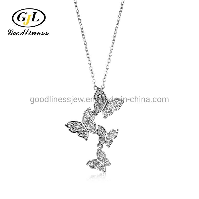 Wholesale Four Butterfly Zircon Simple Clavicle Necklace Jewelry for Women