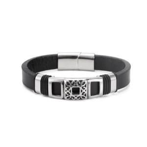 Fashion Jewelry Stainless Steel Accessory Men Leather Bracelet