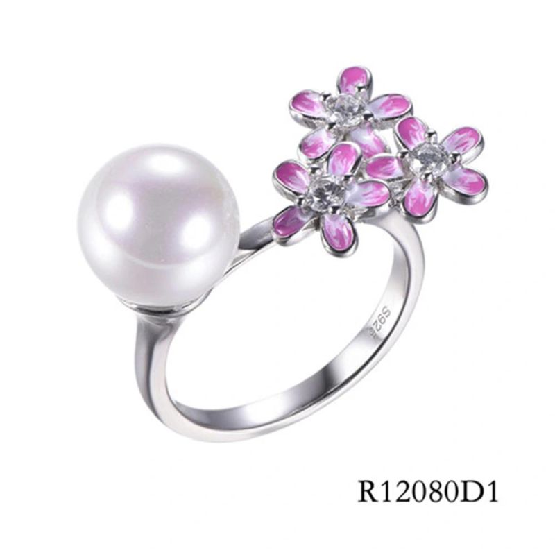 Unique 925 Sterling Silver with Pear Enamel Ring