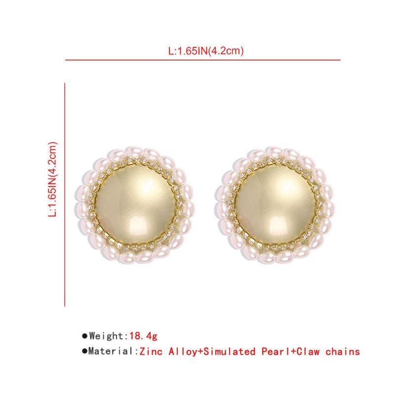 Retro Pearl Earrings Simple Temperament Metal Lace Baroque Earrings Korean Ear Clip Female