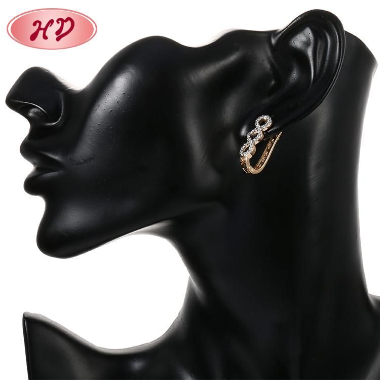 Costume Fashion Imitation 18K 14K Gold Plated Jewelry with CZ Pearl Huggie Hoop Earring for Women