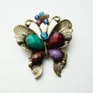 Garment Metal Butterfly Brooch with Stones on It (PLB0034)