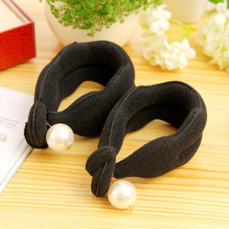 Solid Black Nylon Sponge Taenia Headbands Hair Donut Hairdisk Device Quick Messy Bun Hairstyle Hats