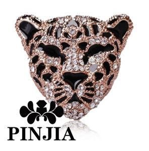 Ever Faith Gold-Tone Leopard Man Woman Cocktail Jewelry Ring