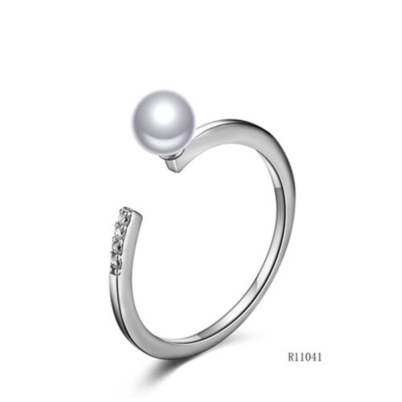 Minimalism 925 Sterling Silver with Pearl Open Ring