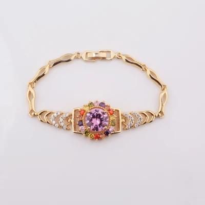 Latest Copper Designs Handmade Charm Colorful Crystal 18K Gold Plated Bracelet for Women
