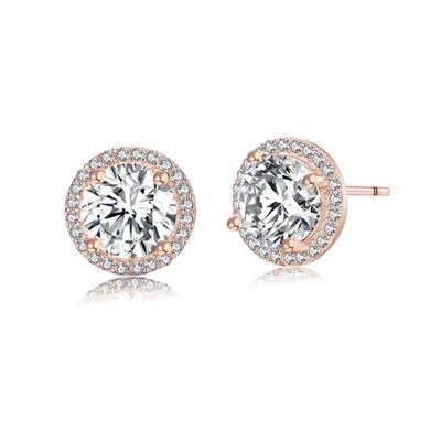 925 Sterling Silver Earrings Pendiente Cubic Zirconia Earrings Round Halo Earrings Stud Earrings