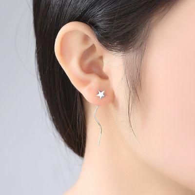 Stylish Long Geometric 925 Sterling Silver Earrings Ear Studs