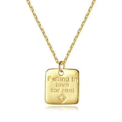 Sliver Square Sign Shape Pendant in Necklace