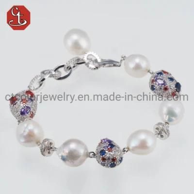 Fashion Jewelry 925 Silver Jewelry Custom shell pearls Bangle Bracelet Jewelry for Women