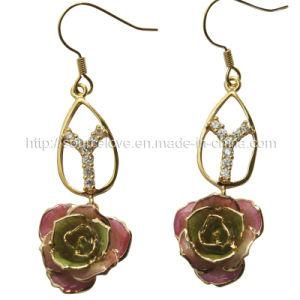 Fashion Earrings-24k Gold Rose Earring (EH026)