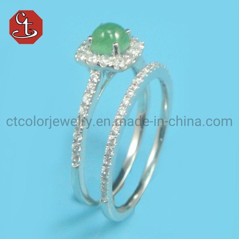 Bridal Sets Inlaid 2PCS Ring Romantic Romantic Proposal Wedding Pave AAA+ Cubic Zircon Silver Jewelry