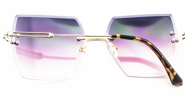 Square Trimmed Stock Frameless Sunglasses for Women
