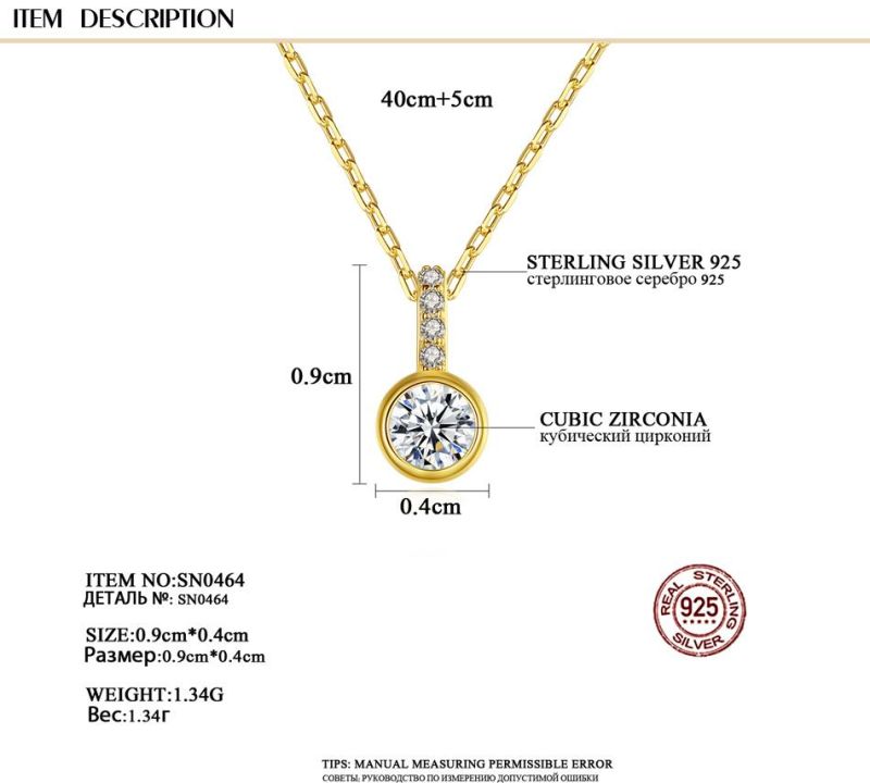 Customized Silver Cubic Zirconia Round Shaped Half Zircon Necklace