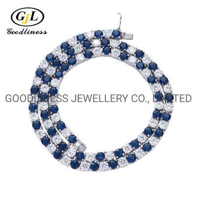 Gemstone Gold Choker Layered Sapphire Tennis Chain Necklace for Women