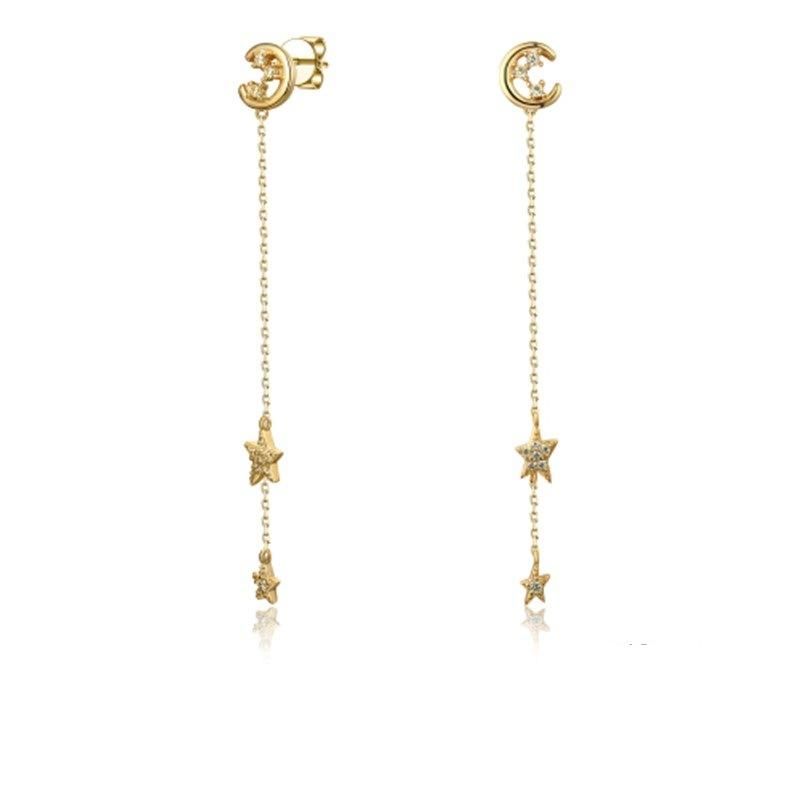 Silver and Brass White Shell Pearl Star Drop Earring for Women