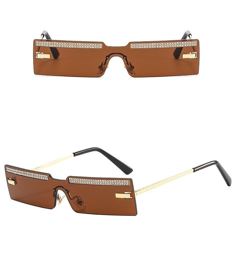 2022 Rimless Square One Piece Diamond Sunglasses