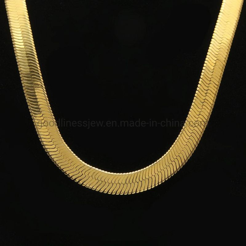 Gold Wide Herringbone Chain Necklace Blade Chain Jewelry Necklace