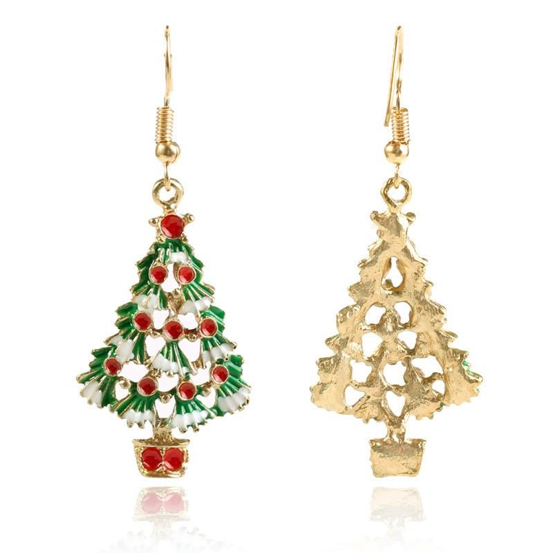 Fashion Jewelry for Christmas Holiday Tree Shape with Enamel Stud Earrings