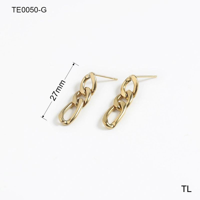 Manufacturer Custom High Quality Fashion Jewelry Earring Wholesale 18K 14K Gold Plated Stainless Steel Link Chain Earrings Couple Earings