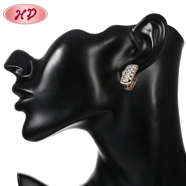 Women Fashion Imitation 14K 18K Gold Plated Costume Jewelry with CZ Pearl Huggie Hoop Earring