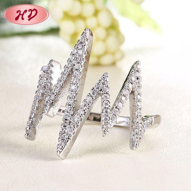 2020 Fashion New Designs Ring Jewelry Cubic Zirconia Diamond Women Silver White Gold Wedding Engagement Rings
