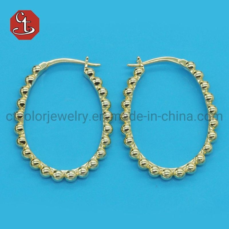 Big hoop Plain earring with DOT 925 silver or Brass Fashion Jewelry