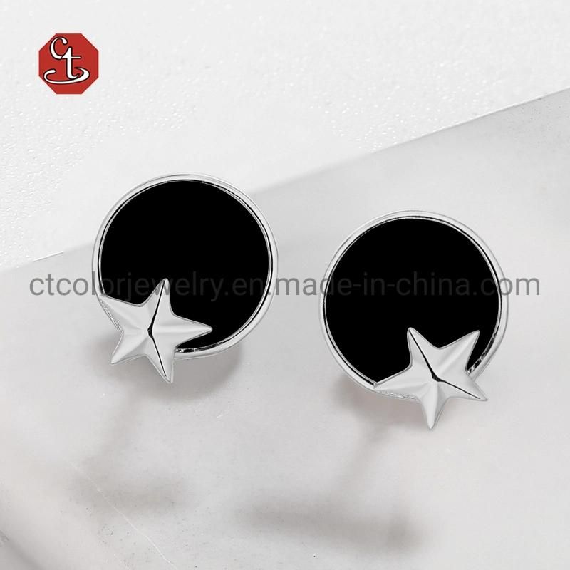 Fashion Jewelry Rose Plated 925 Sterling Silver Earrings Enamel Star Earring for Women