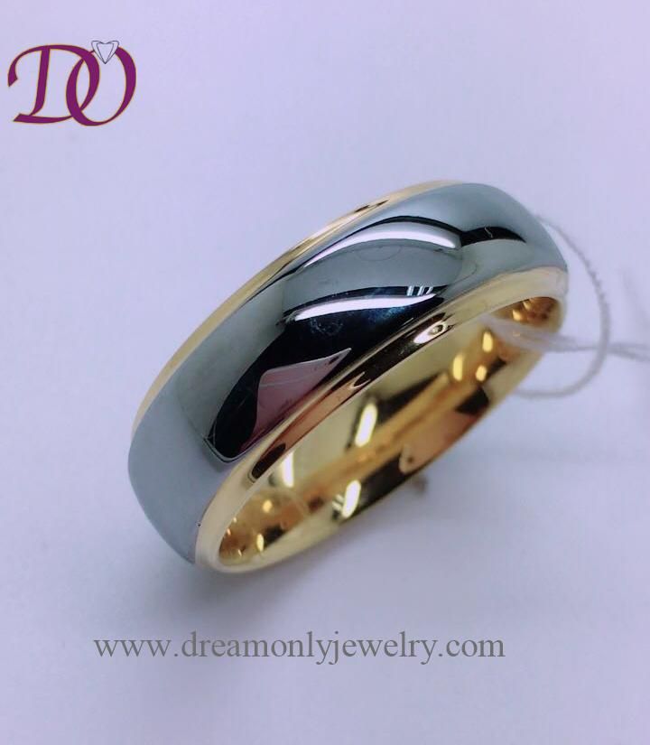 Mirrow Polished IP Gold Plated Tungsten Ring