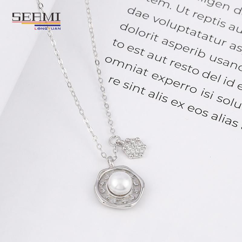 S925 Silver Freshwater Pearl Female Zircon Clavicle Chain Necklace