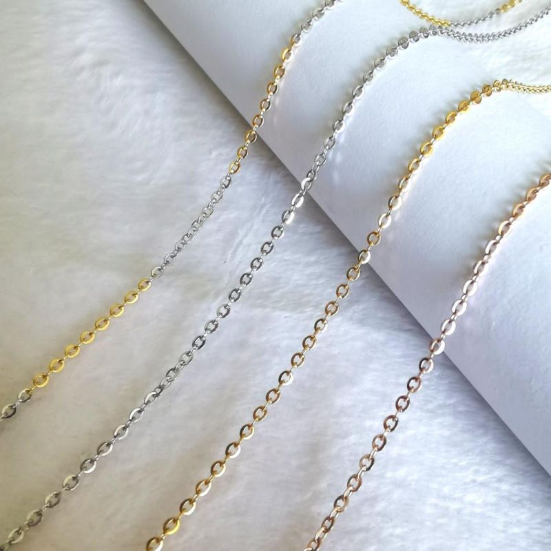 Shining O Cable Chain 0.3-0.8mm Dainty Necklace Gold Silver Rose Gold for Pendants