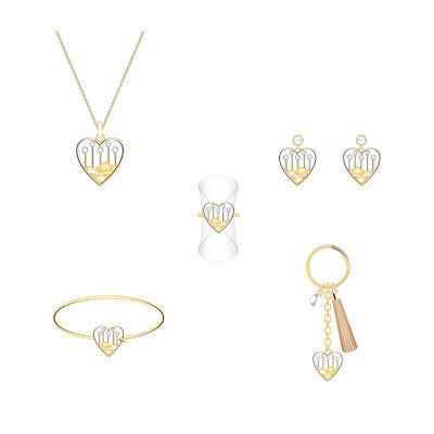 Heart-Shaped High-Quality Gold Crystal Jewelry Set