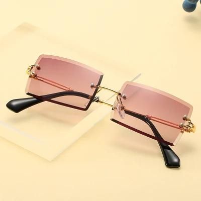 Small Rimless Sun Glasses Square Eyewear Women Sunglasses Metal High Quality Sunglasses 2022