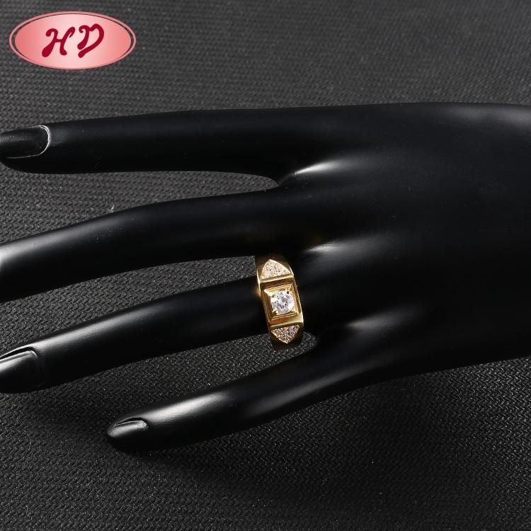 Fashion Engagement Wedding Jewelry 18K Gold Plated Silver Stainless Steel Man Finger Rings Design
