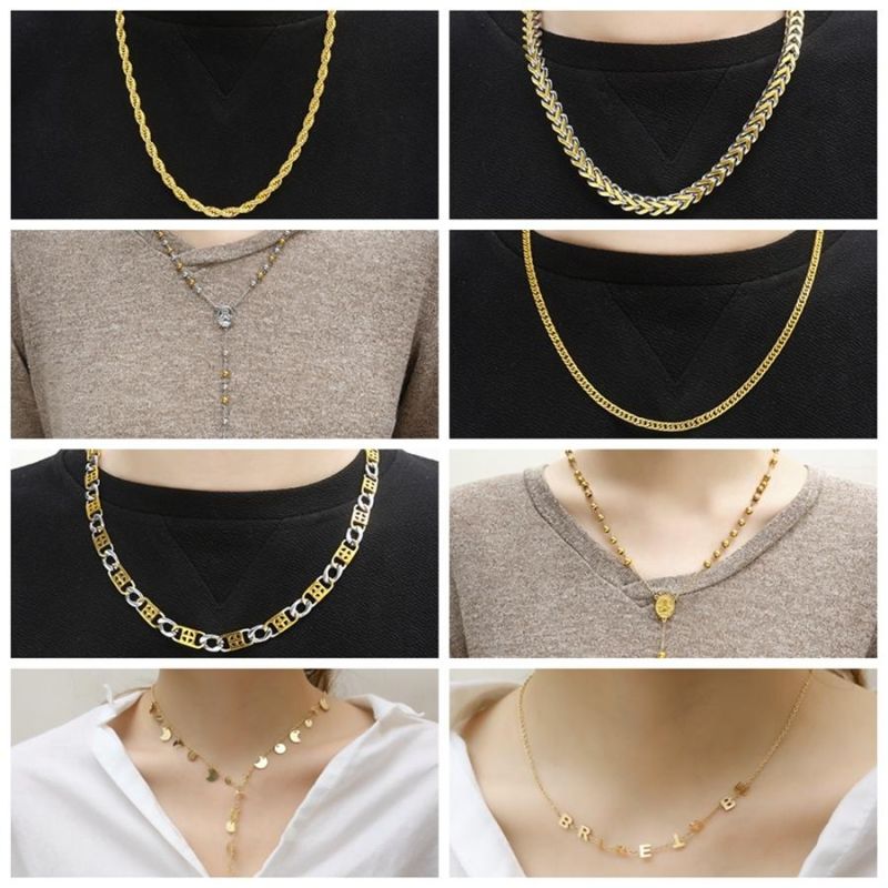 Personalized Stainless Steel Gold Necklace for Women Men