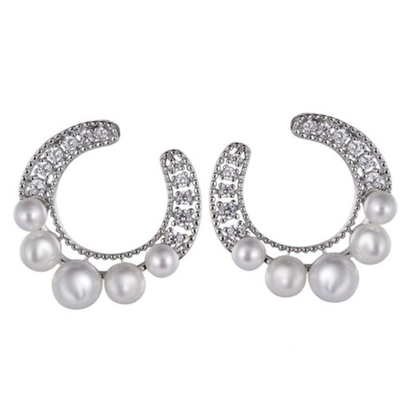 925 Silver or Brass Long Fashion Pearl Earrings for Wedding