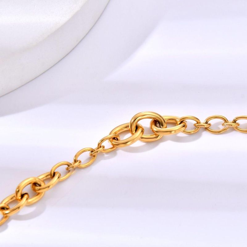 Fashion 316L Stainless Steel Not Allergic Vintage Thick Gold Color Bracelet for Women