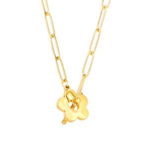 Gold-Plated Stainless Steel Flower Ot Buckle Necklace